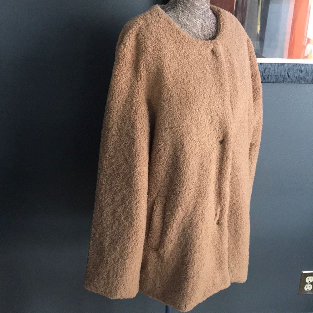 sanctuary tan snap teddy coat-faux shearling NWT
